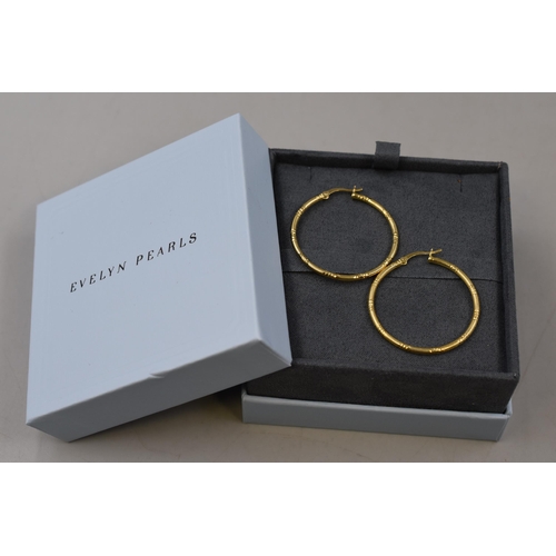 58 - Silver 925, Gold Tone Hoop Earrings Complete with Presentation Box