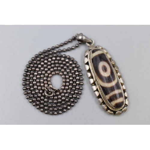 15 - Silver 925 D Zi Bead Necklace Pendant