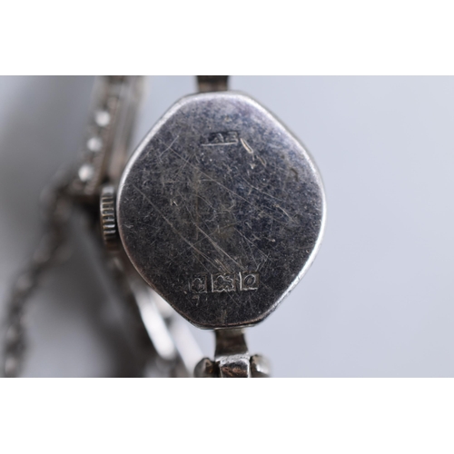 107 - A Hallmarked Y&E Birmingham Silver Cased and Strap Marcasite Stoned Ladies Avia 17 Jewels Watch,... 