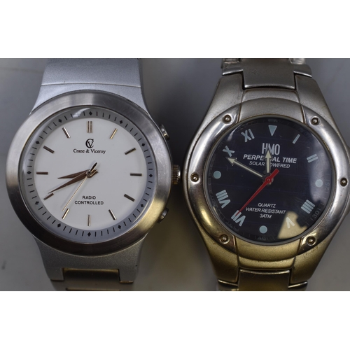 111 - Two Gents Watches To Include HMO Perpetual Time Solar Powered, And Crane & Viceroy Radio Control... 