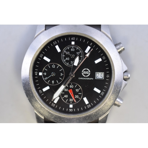 116 - A RIG Chronograph Gents Watch With Leather Strap, Working