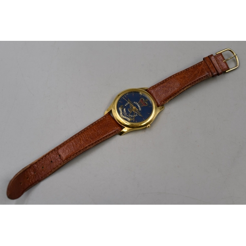 124 - Alfex Royal Air Force Swiss made watch with brown leather strap