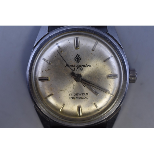 133 - A Henri Sandoz & Fils 17 Jewels Mechanical Gents Watch, Working