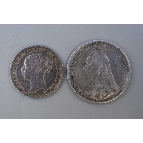 189 - Two UK Victorian Silver Coins (1887 Sixpence, And 1886 Threepence)