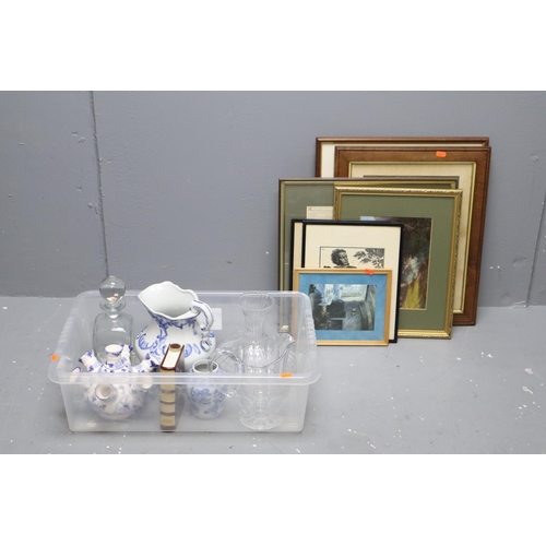 871 - Mixed Lot to include Blue and White Porcelain, Various Framed & Glazed Prints, A Heavy Quality G... 