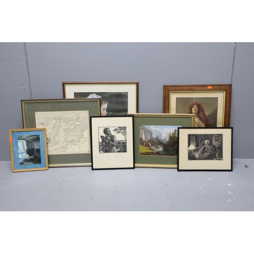 871 - Mixed Lot to include Blue and White Porcelain, Various Framed & Glazed Prints, A Heavy Quality G... 