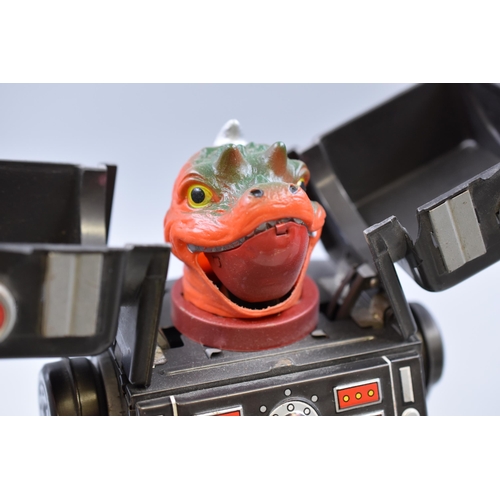 234 - A Retro Horikawa Toys Tin Plate Battery Operated Dino Robot, Circa 1969. Lights Up When Tested, But ... 