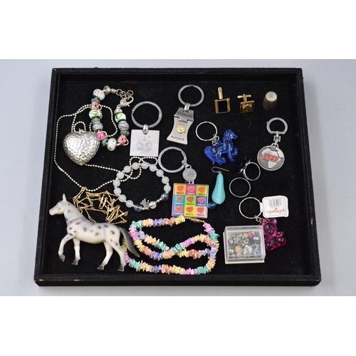 266 - A Selection of Collectables To Include Keyrings, Thimble, Vivienne Westwood Earring, Gold Tone Neckl... 