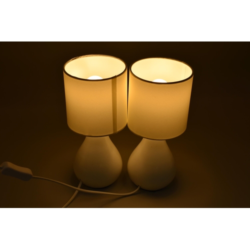 302 - Pair of Ceramic Bedside Table Lamps complete with Shades and Lazy Switch