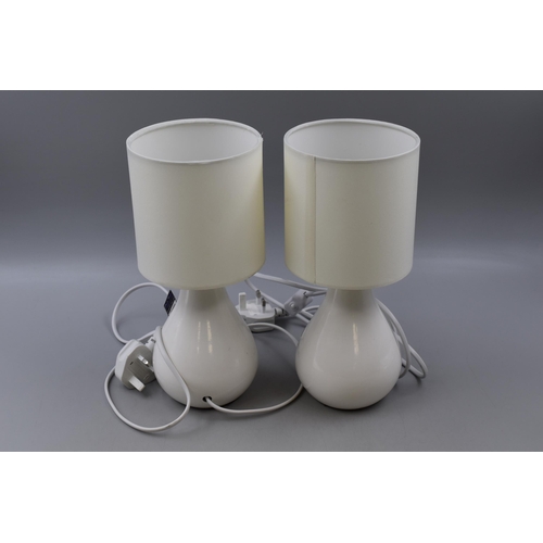 302 - Pair of Ceramic Bedside Table Lamps complete with Shades and Lazy Switch