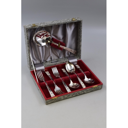 406 - Mid Century Community Plate 13 Piece Dessert Spoon Set in Velvet Lined Case