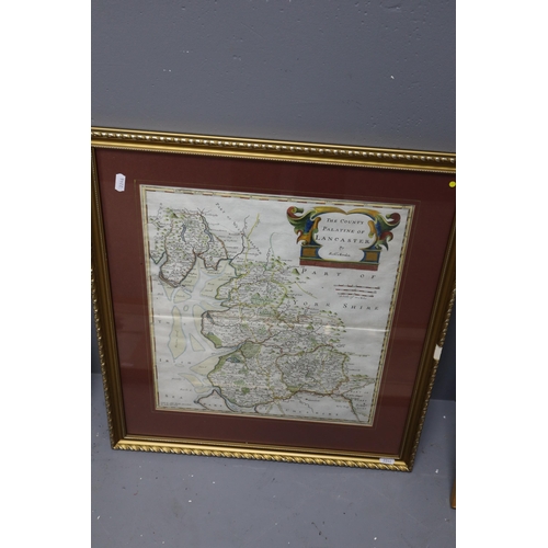 451 - The county palatine of Lancaster framed map from 1722 (23