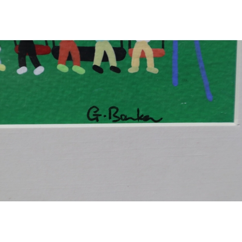 472 - Original Gordon Barker Painting entitled Sunday Cricket Match signed to Bottom Corner in Framed and ... 