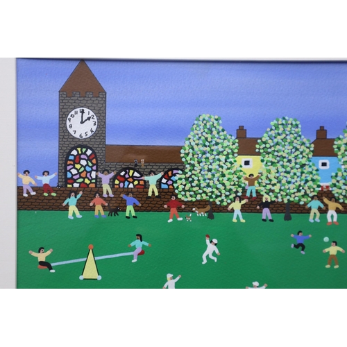 472 - Original Gordon Barker Painting entitled Sunday Cricket Match signed to Bottom Corner in Framed and ... 