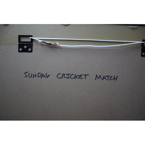 472 - Original Gordon Barker Painting entitled Sunday Cricket Match signed to Bottom Corner in Framed and ... 