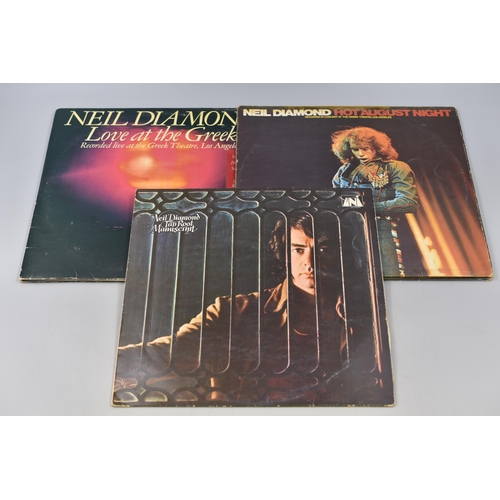 593 - Neil Diamond: Three Vinyl LP's By Artist Neil Diamond, Love At The Greek ( Double Live LP ) Hot Augu... 