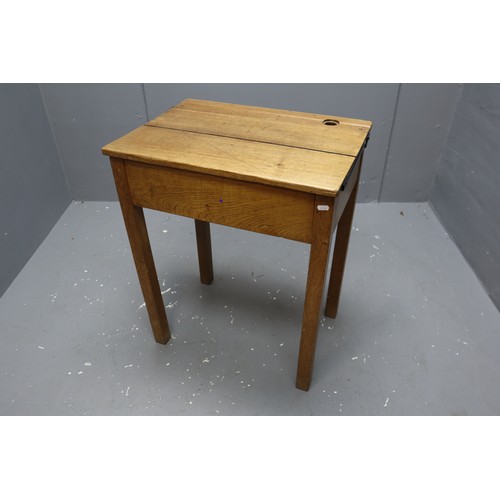 696 - Two vintage school desks, one small with seat 26