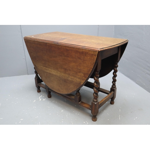 736 - Drop leaf table with barley twist leg (28