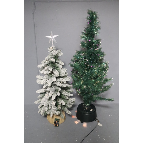 881 - Two Christmas Trees To Include Snow Covered Battery Illuminated Tree, And Mr Christmas Fibre Optic T... 