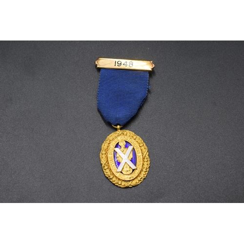 18 - Hallmarked Birmingham Gold 375 (9ct) Scottish Building Contractors Association Medal with Ribbon and... 