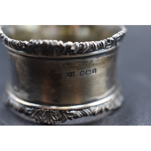 20 - Hallmarked Sheffield Sterling Silver Napkin Ring Complete with Presentation Case 