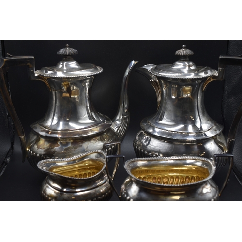 24 - Hallmarked Sheffield Silver 4 Piece Tea / Coffee Set circa 1900 believed to have been made by Atkin ... 