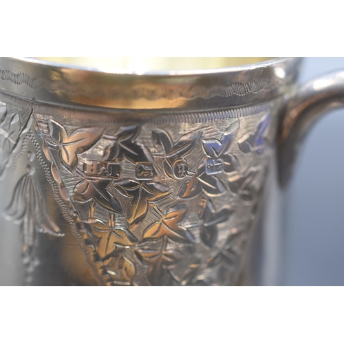 5 - Victorian Hallmarked Birmingham Silver Tankard circa 1890 Complete Leather Case (108 grams)