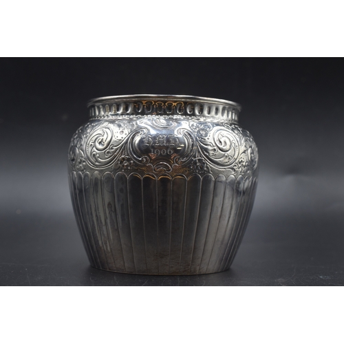 30 - London Hallmarked Silver Bowl, late 19th century, Maker Alkin Brothers, Two Etchings on Side of bowl... 