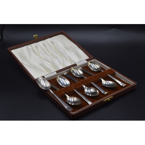 25 - Case Containing seven Sheffield Hallmarked Teaspoons, Set of five Circa 1941 Maker Cooper Brothers &... 