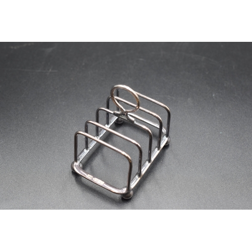 35 - London Hallmarked Silver Miniature Toast Rack, Makers Mark HA, Date Letter Z, (2.5