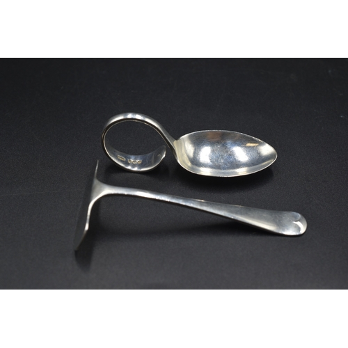 36 - London Hallmarked Silver Push & Spoon, early 20th Century, Makers Mark SML (34 grams)