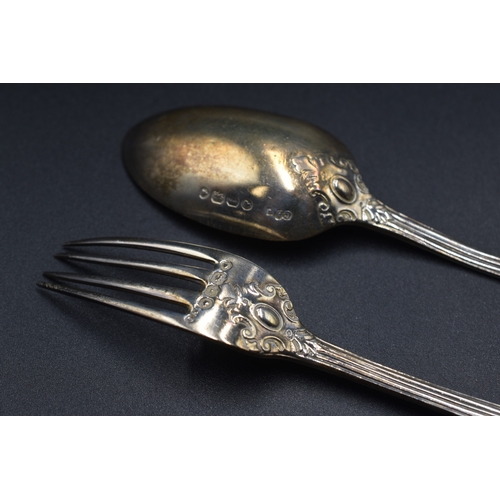 42 - London Hallmarked Silver Spoon and Fork Set in Presentation Box, circa 1861, Maker possibly George A... 