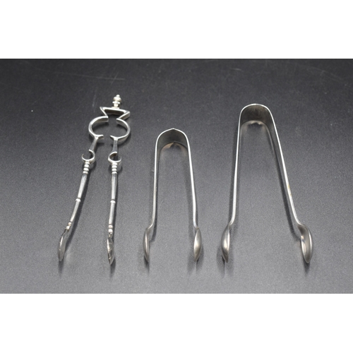 44 - Two Pairs of Sheffield Hallmarked Silver Sugar Nips, circa 1920's, Maker Charles William Fletcher an... 