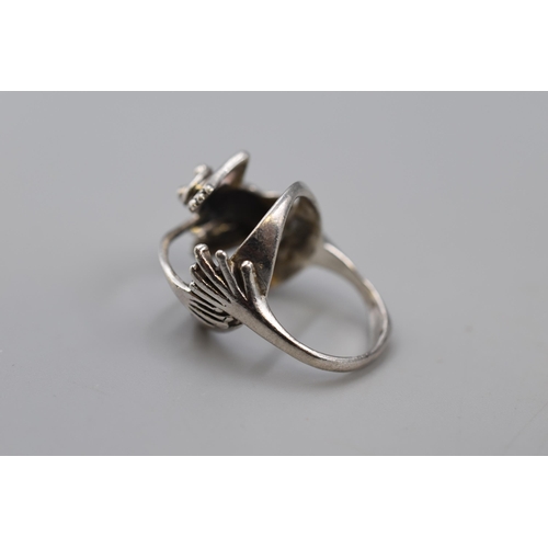 24 - Silver 925 Frog themed Ring (Size P) Complete with Presentation Box