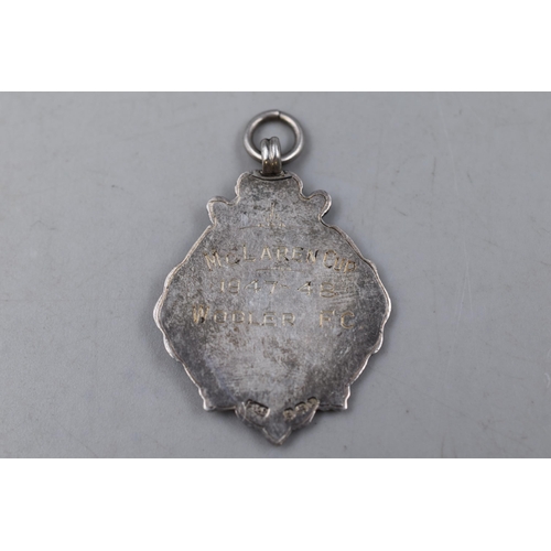 36 - Hallmarked Birmingham Silver 1948 Football Fob Medal