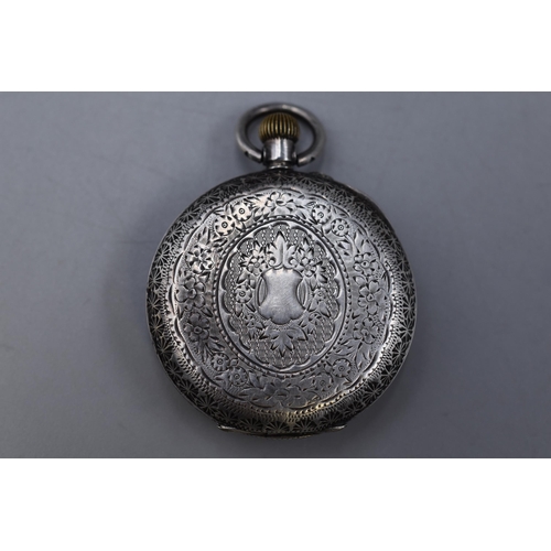 40 - A 935. Continental Silver Cased Enamelled and Gilt Face Pocket Watch, Spares or Repairs