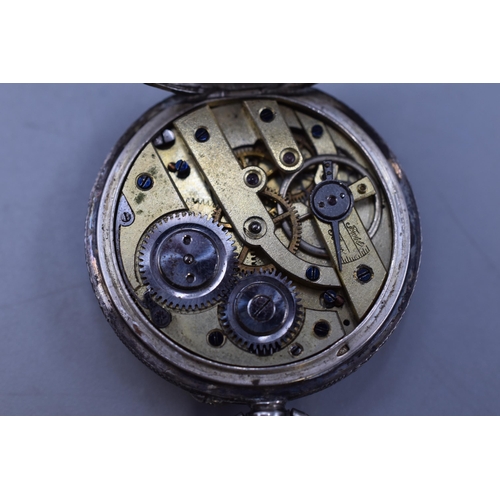 40 - A 935. Continental Silver Cased Enamelled and Gilt Face Pocket Watch, Spares or Repairs