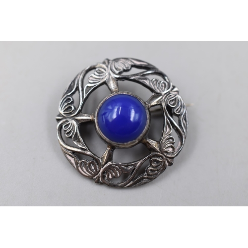 60 - Hallmarked Scottish Blue Stoned Brooch