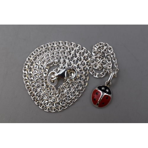 62 - Silver 925 Ladybird Pendant Necklace Compete in Presentation Box