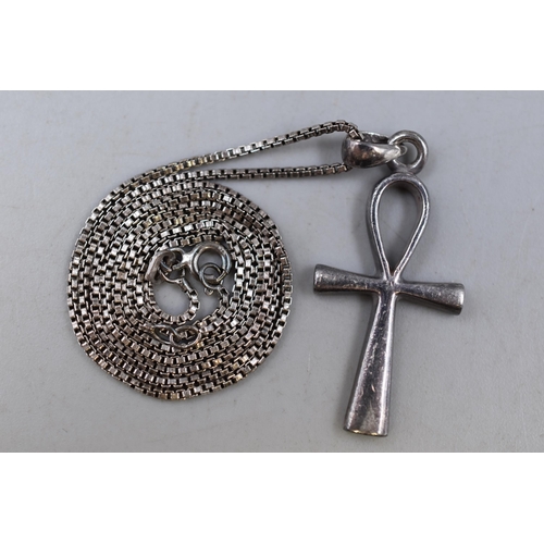 64 - A 925. Silver Ankh Pendant Necklace