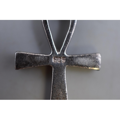 64 - A 925. Silver Ankh Pendant Necklace