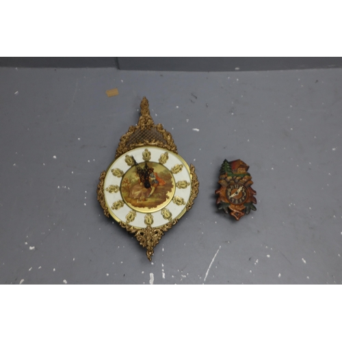 843 - Two Mid Century Wall Hanging Clocks to include a German E.Schmechkenbecher Double Weight Clock a/f a... 