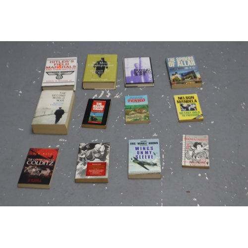 872 - Selection of War Books to Include Hitlers Field Marshall, Behind Barbed Wire and More