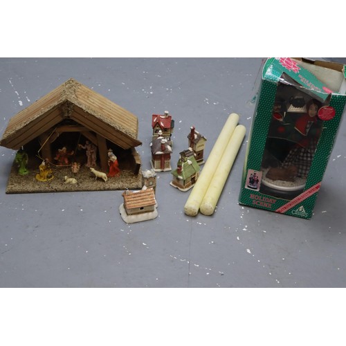 866 - Mixed Selection of items to include Christmas items, Candles, Fairy Lights, Manger and more