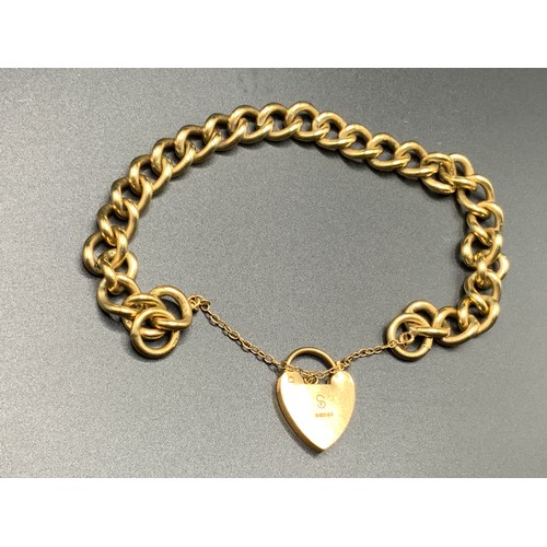 48 - Hallmarked London 375 (9ct) Gold Bracelet with Padlock Clasp and Safety Chain (Weight 27.6 grams)