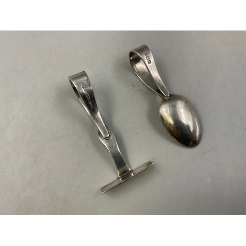 49 - Hallmarked Birmingham Silver Child's Serving Spoon and Pusher