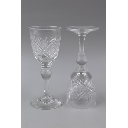 391 - Set of 6 Thomas Webb Crystal St Andrews Pattern Cordial Sherry Liqueur Glasses Approx 4.3