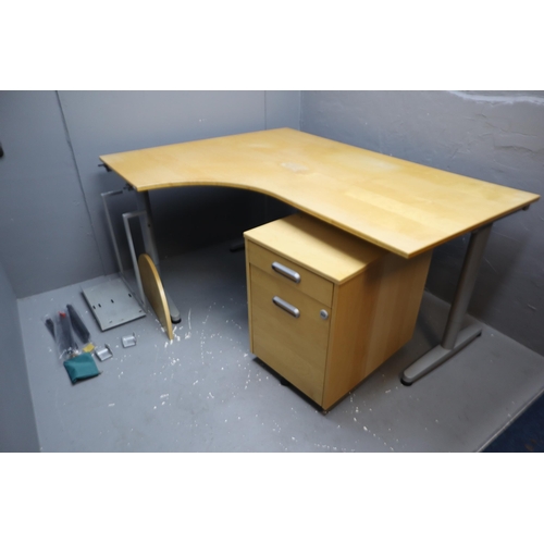 561 - Good Solid Quality 6 Piece Curved Office/ Computer Desk approx 63