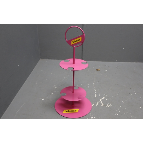 638 - A Schweppes Pink Metal Gin Glass Stand (Approx 56cm Tall)