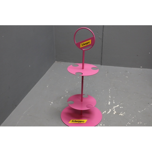 639 - A Schweppes Pink Metal Gin Glass Stand (Approx 56cm Tall)